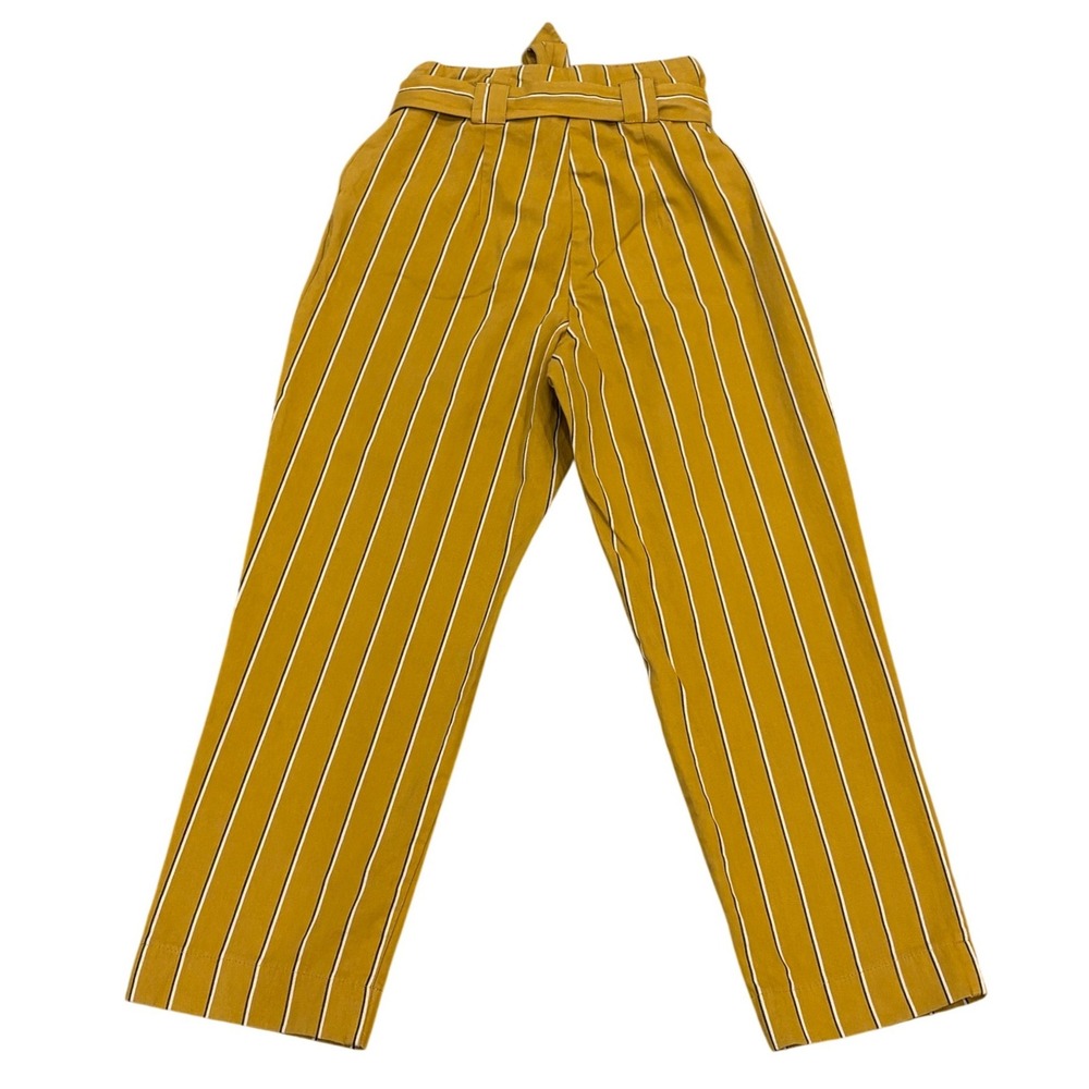 Topshop Pants Womens Size 2 Striped Paperbag Waist Tie‎ High Rise Straight Leg - Picture 8 of 9